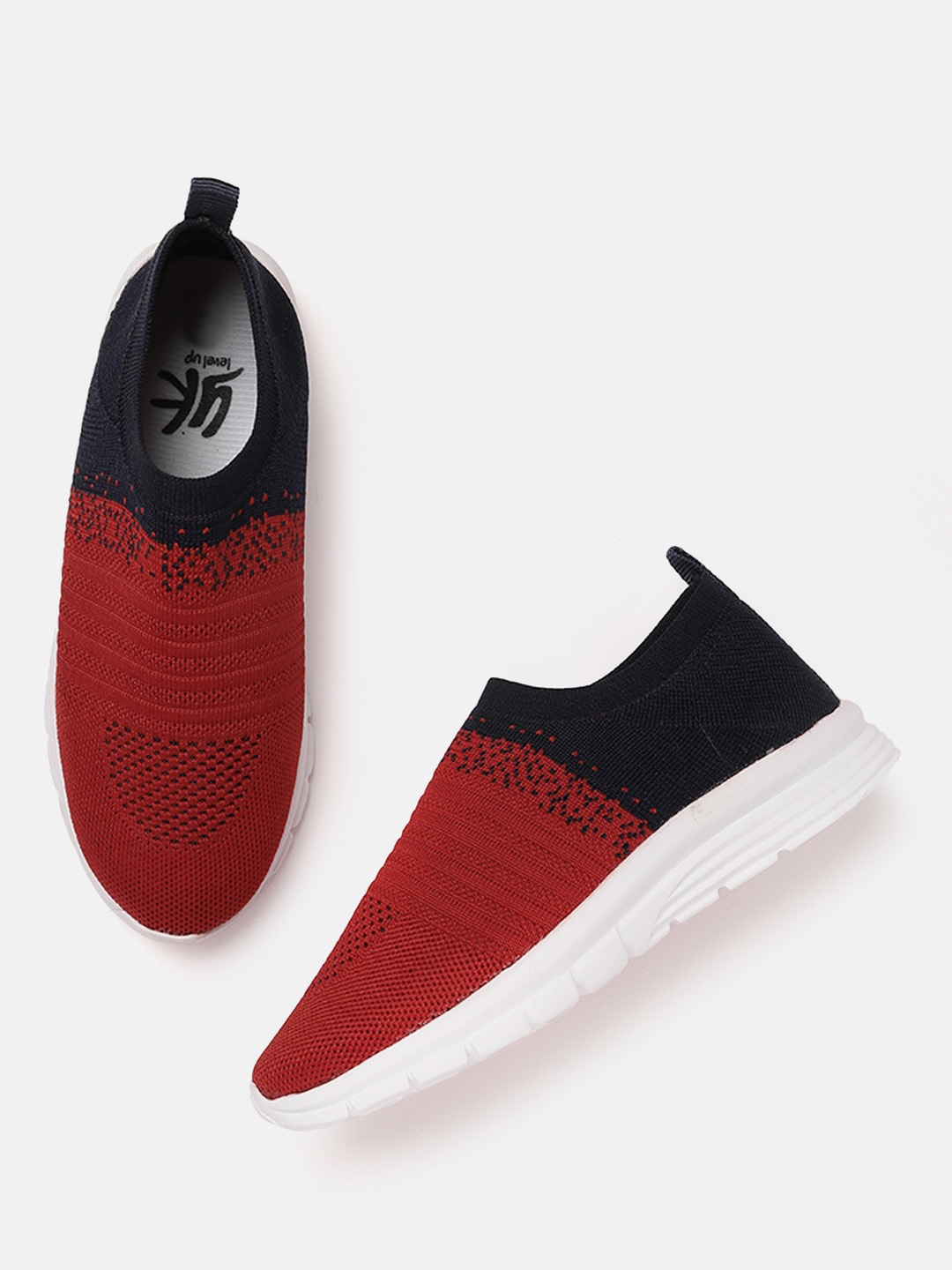 

YK Boys Navy Blue & Red Woven Design Slip-On Sneakers