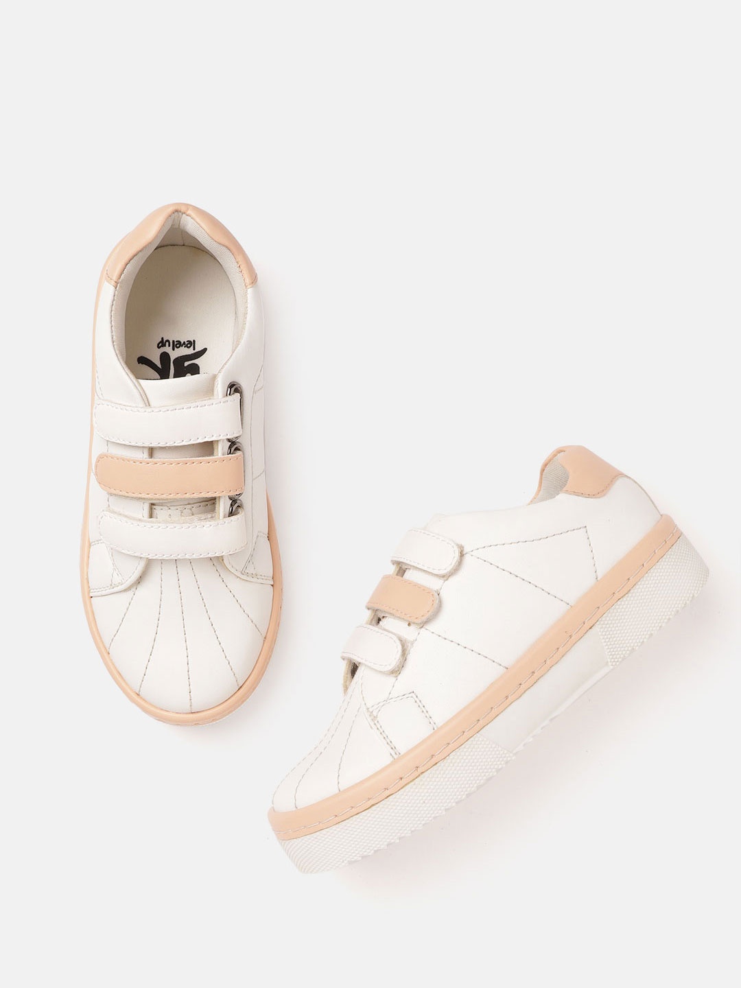 

YK Boys Off-White & Peach-Coloured Solid Sneakers