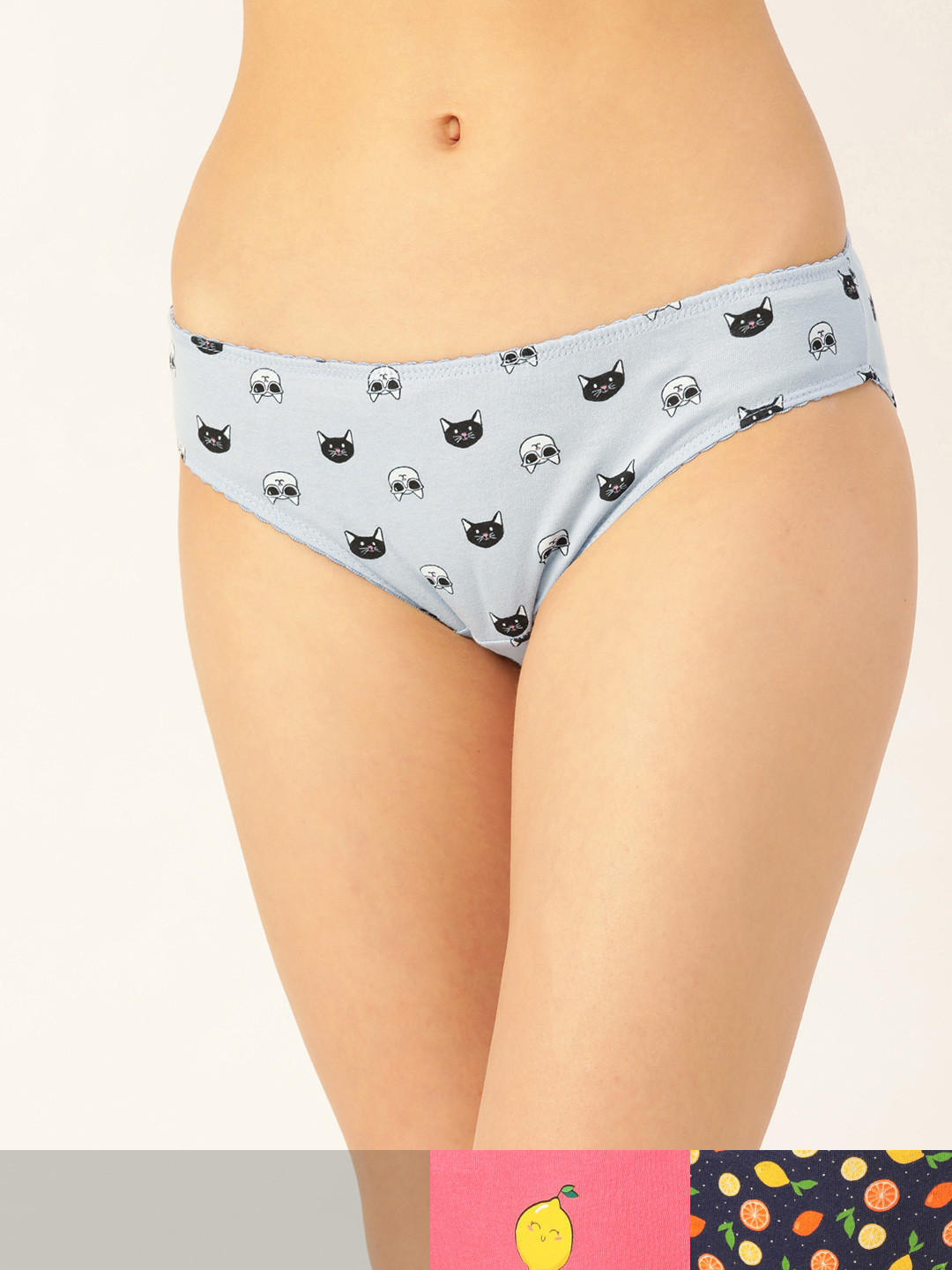 

DressBerry Women Pack of 3 Pure Cotton Hipster Briefs DB-PRT-BIK-NEW-008, Blue