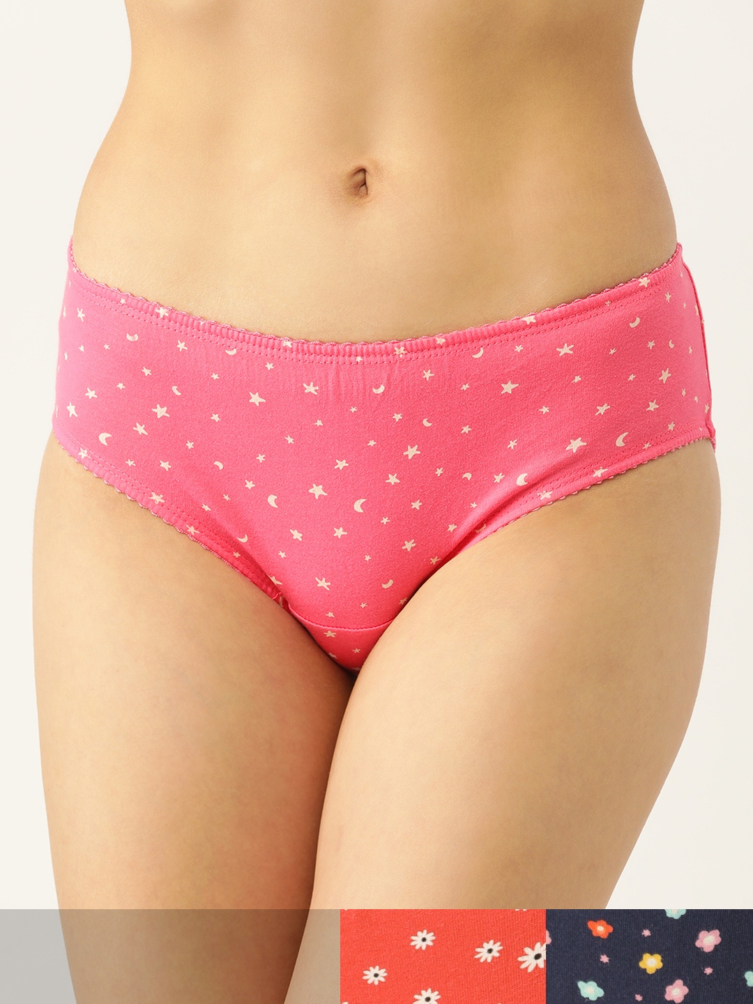 

DressBerry Women Pack of 3 Pure Cotton Hipster Briefs DB-PRT-HIP-NEW-003, Navy blue