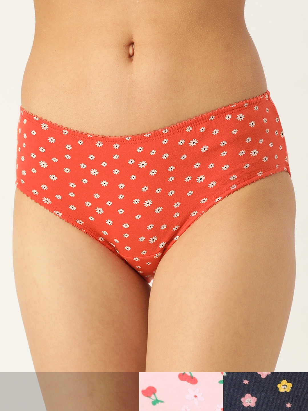 

DressBerry Women Pack of 3 Pure Cotton Hipster Briefs DB-PRT-HIP-NEW-006, Navy blue