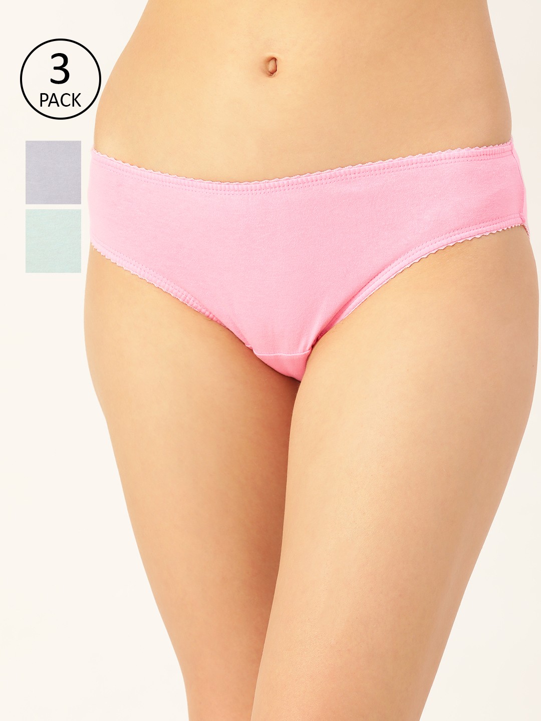 

DressBerry Women Pack of 3 Pure Cotton Bikini Briefs DB-SOLID-BIK-NEW-013, Pink
