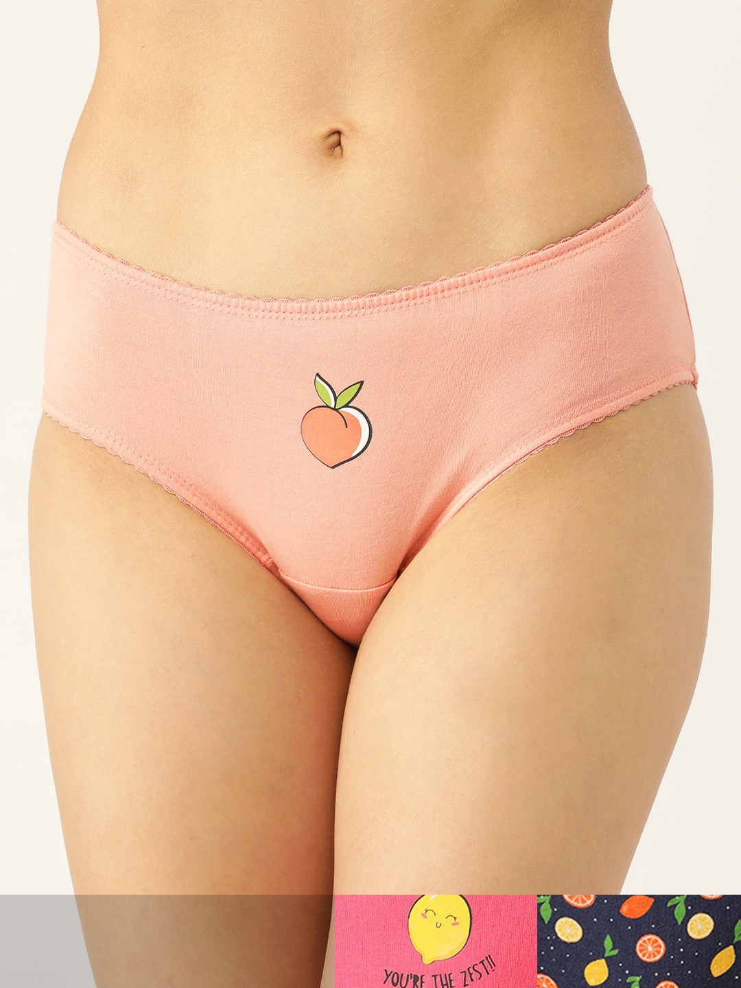 

DressBerry Women Pack of 3 Pure Cotton Hipster Briefs DB-PRT-HIP-NEW-009, Peach
