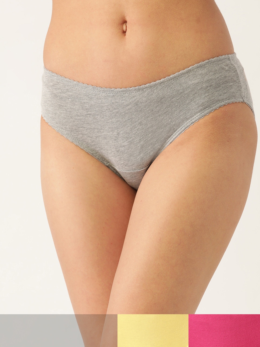 

DressBerry Women Pack of 3 Bikini Briefs DB-SOLID-BIK-NEW-020, Yellow