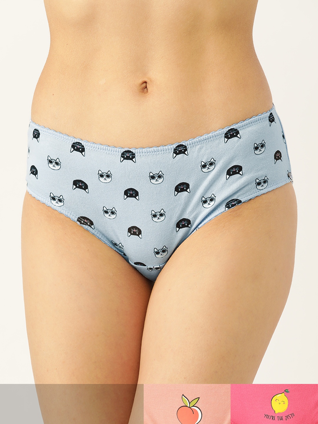 

DressBerry Women Pack of 3 Pure Cotton Hipster Briefs DB-PRT-HIP-NEW-007, Peach