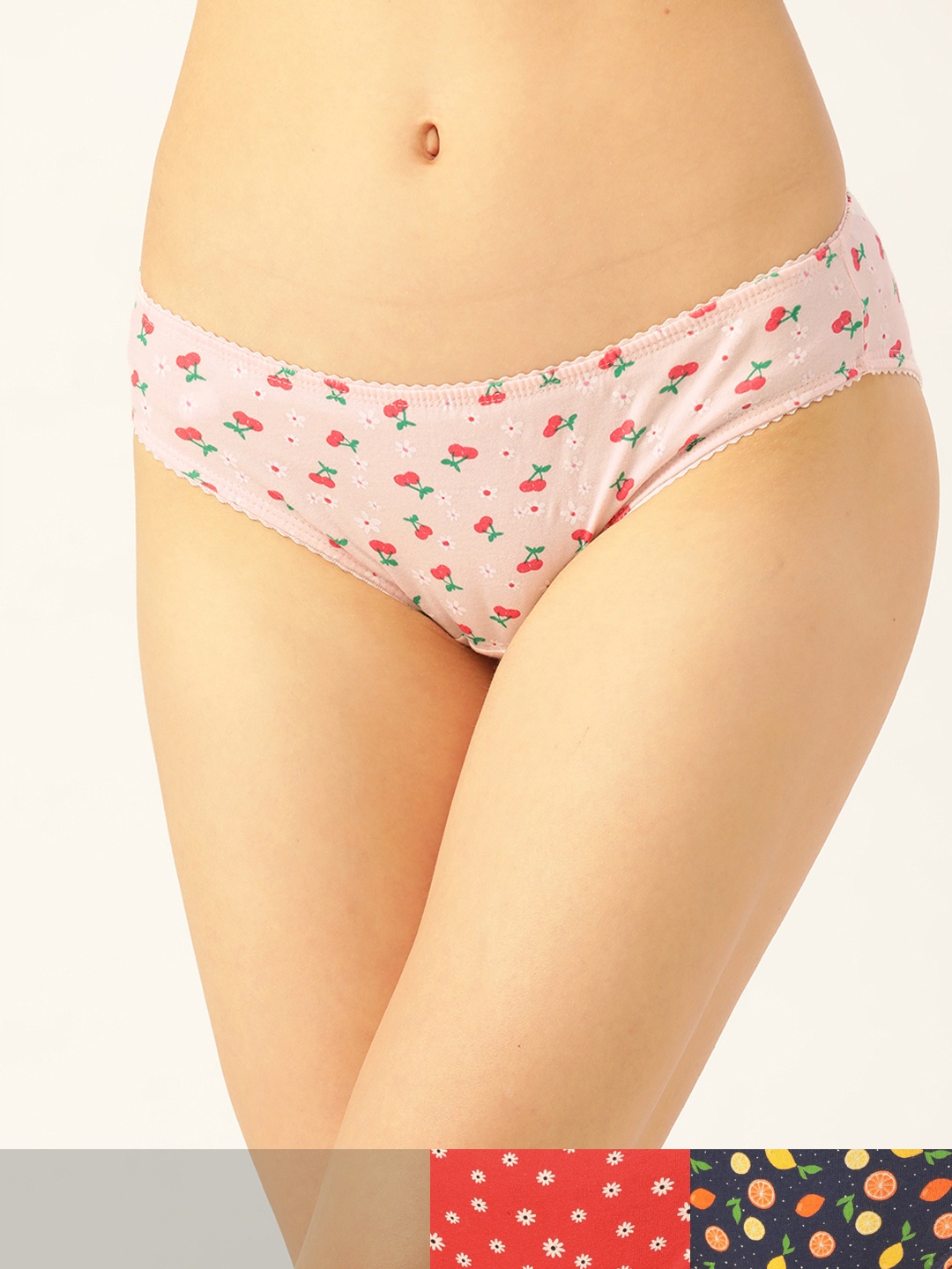 

DressBerry Women Pack of 3 Pure Cotton Hipster Briefs DB-PRT-BIK-NEW-006, Red
