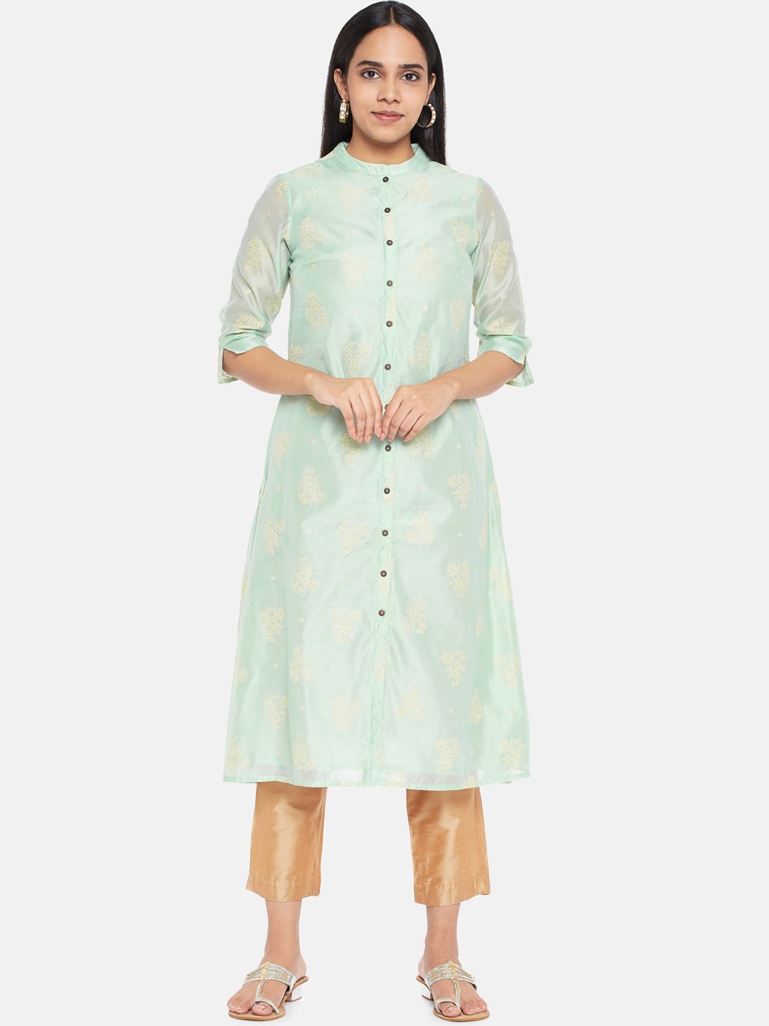 

RANGMANCH BY PANTALOONS Women Green Floral Kurta