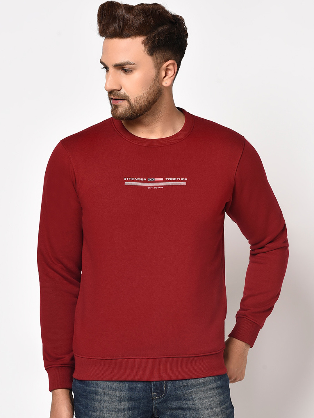 

Octave Men Maroon Solid Sweatshirt
