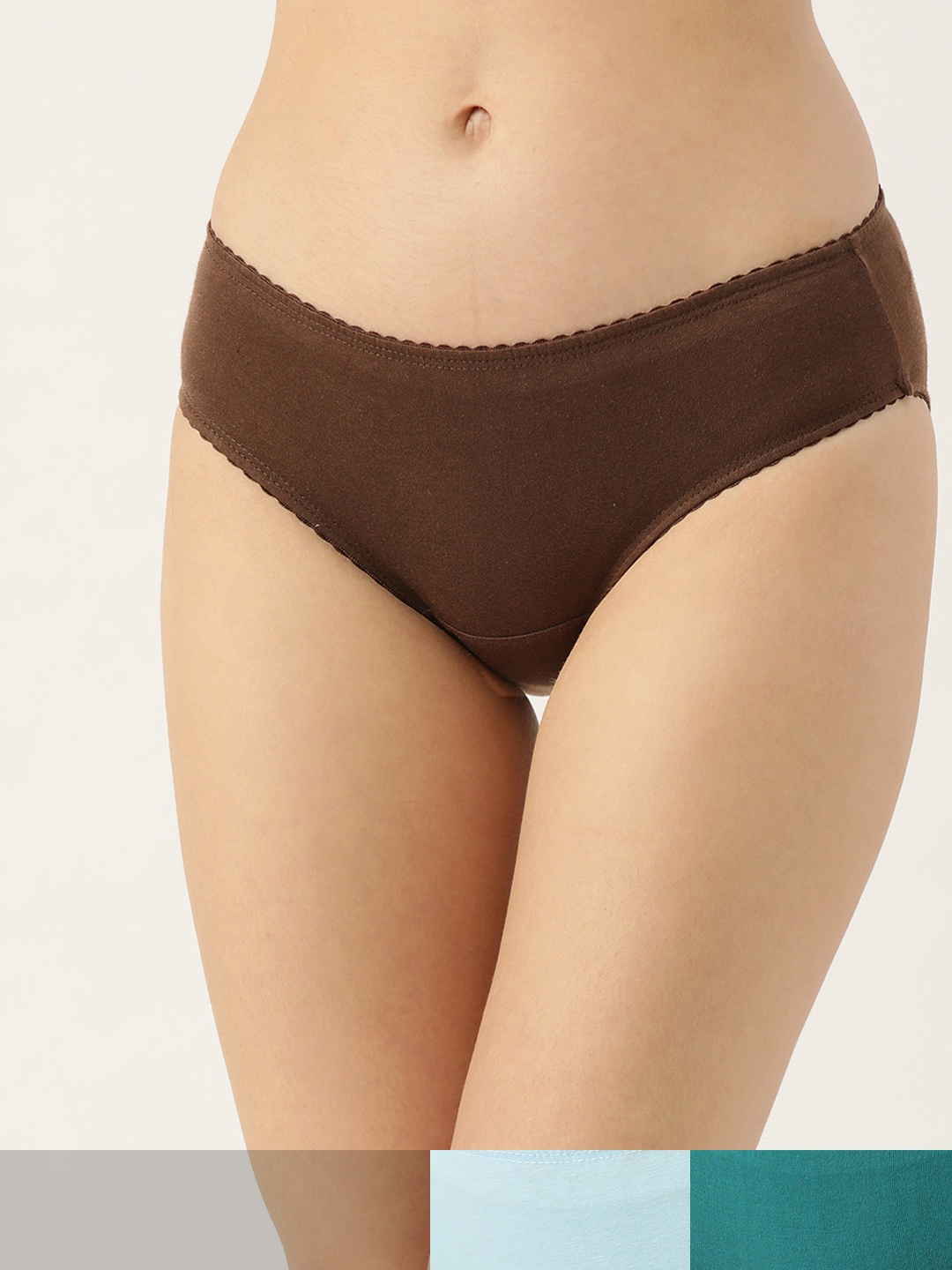 

DressBerry Women Pack of 3 Cotton Hipster Briefs DB-3XS-SOL-HIP-021, Brown