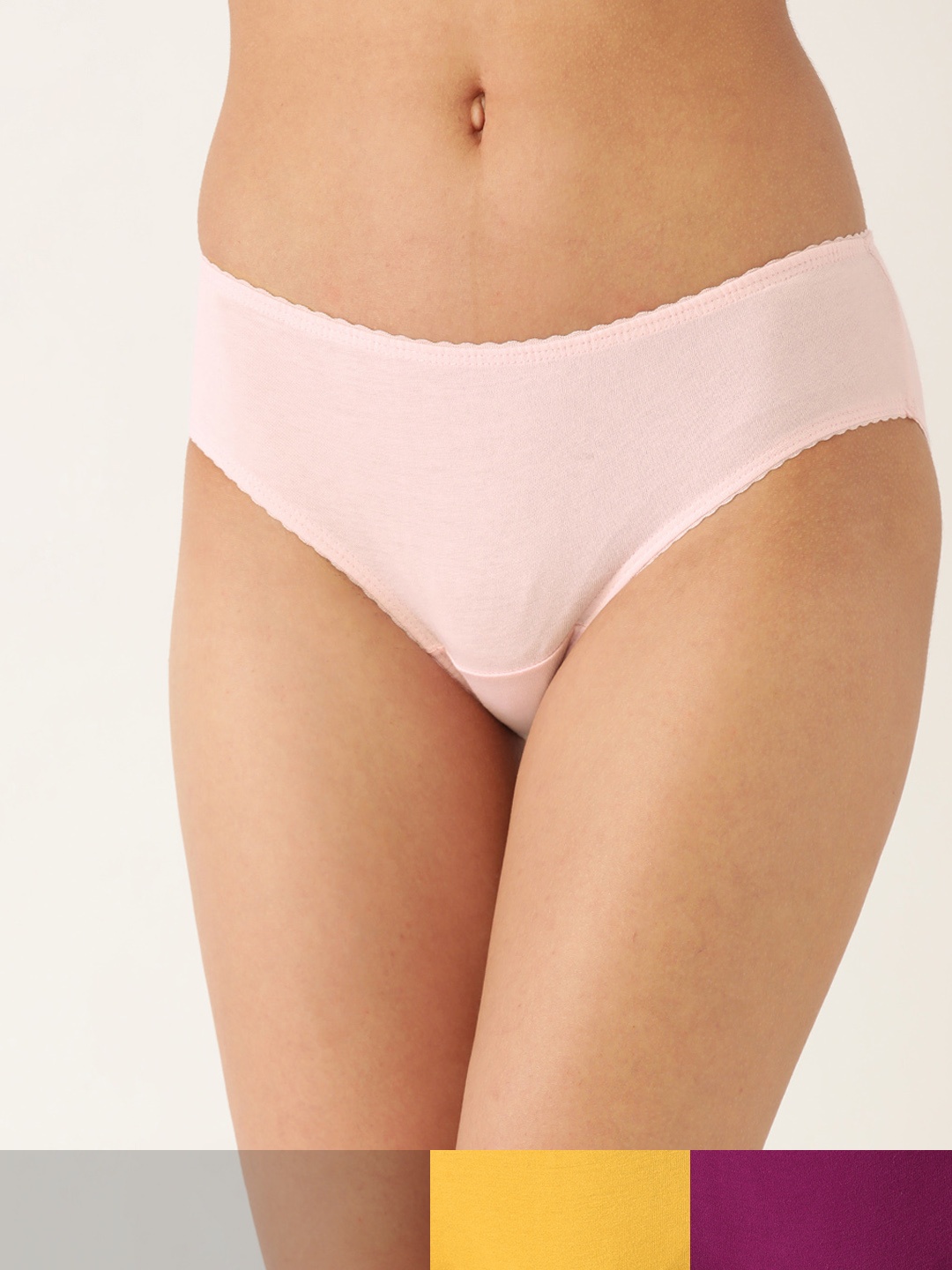 

DressBerry Women Pack of 3 Pure Cotton Solid Hipster Briefs DB-3XS-SOL-BRF-006, Pink