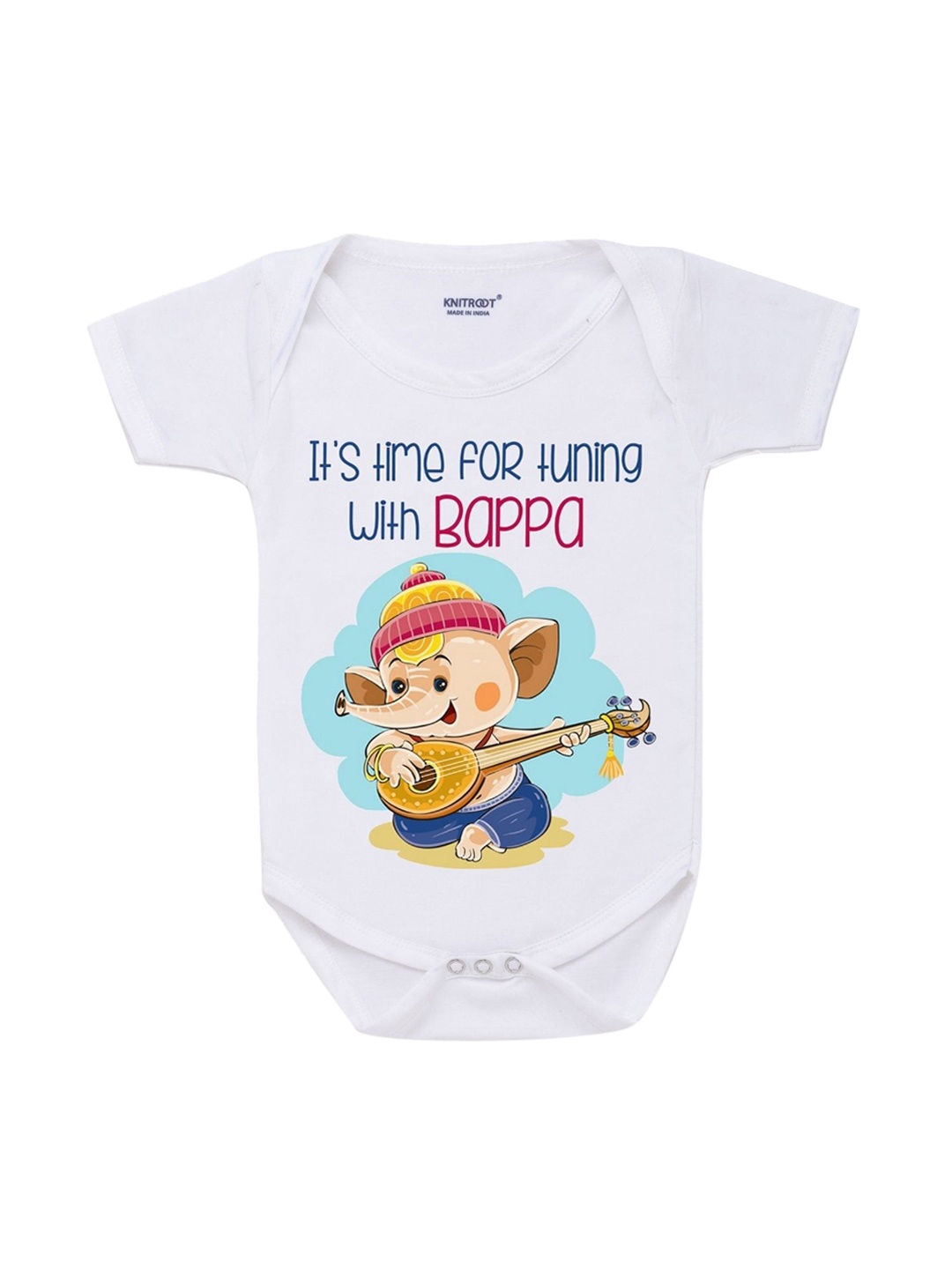 

KNITROOT Kids White Tunnig with Bappa Rompers