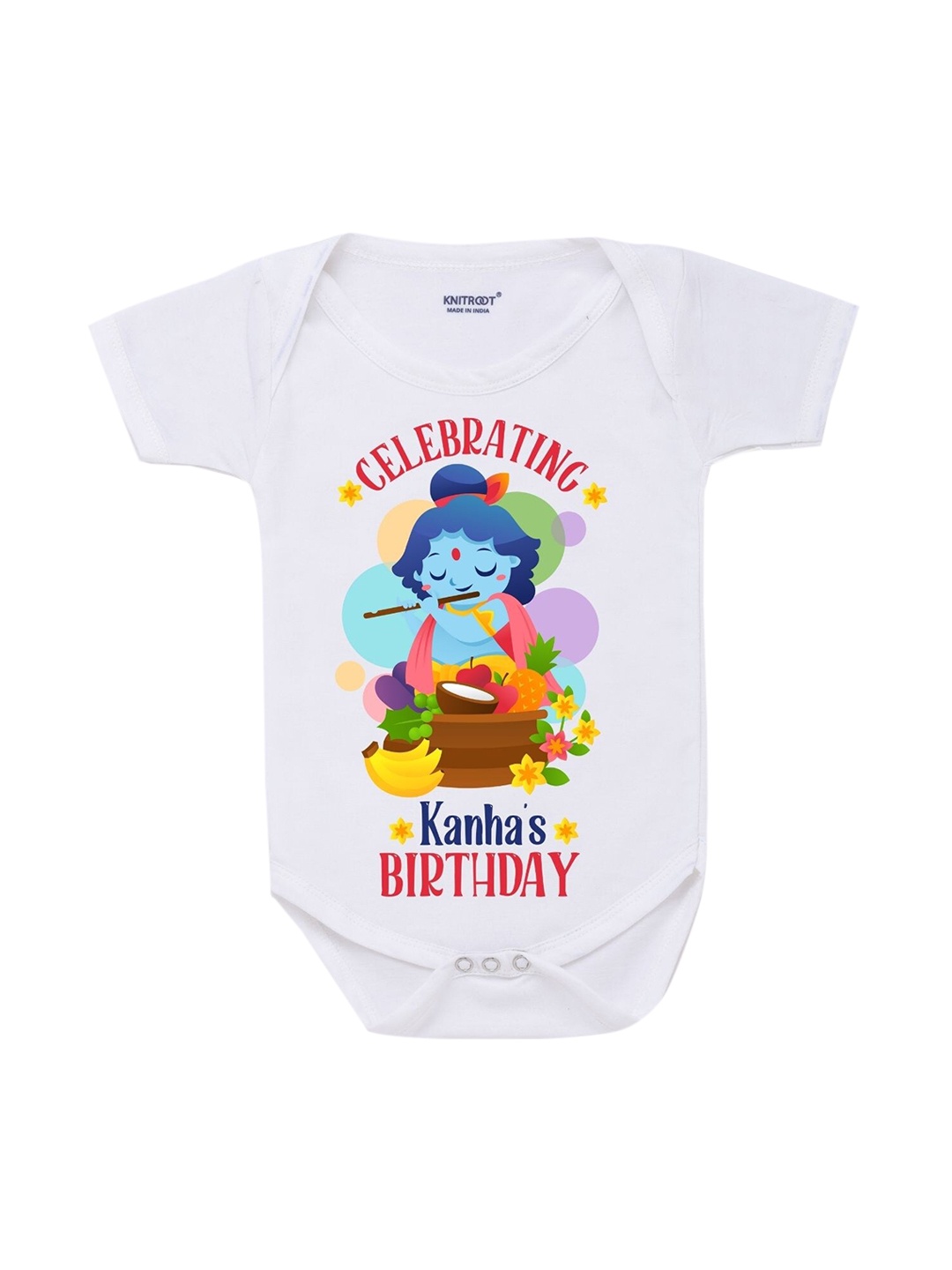 

KNITROOT Kids Kanha Birthday Rompers, White