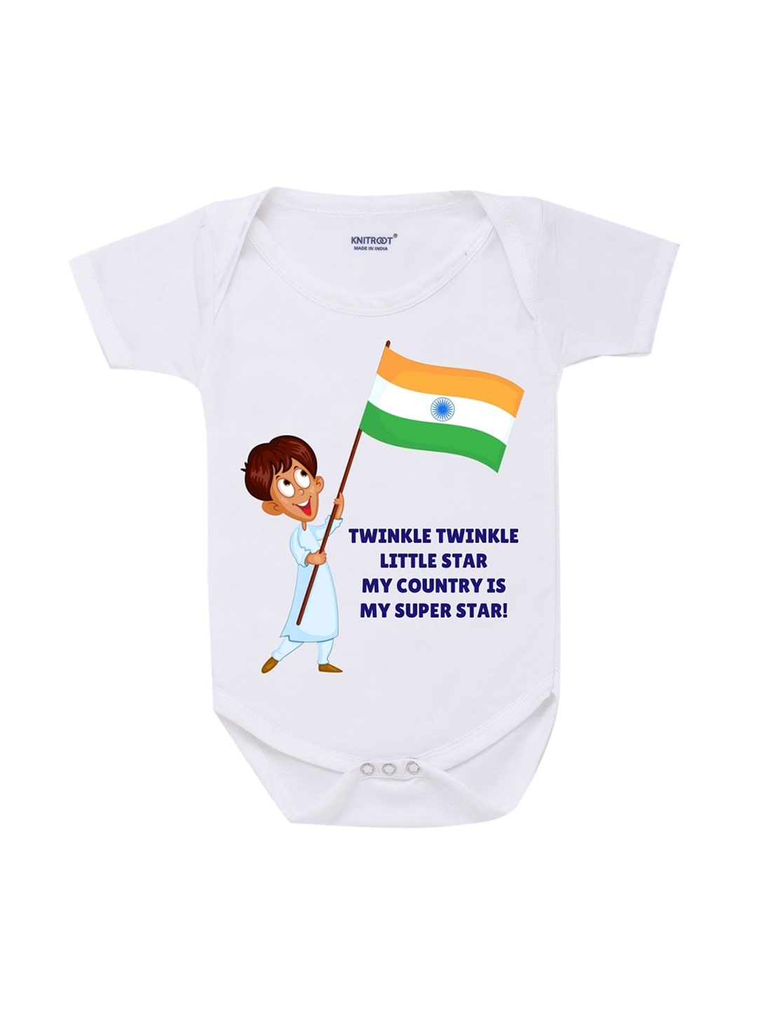 

KNITROOT Kids White Country Super Star Rompers