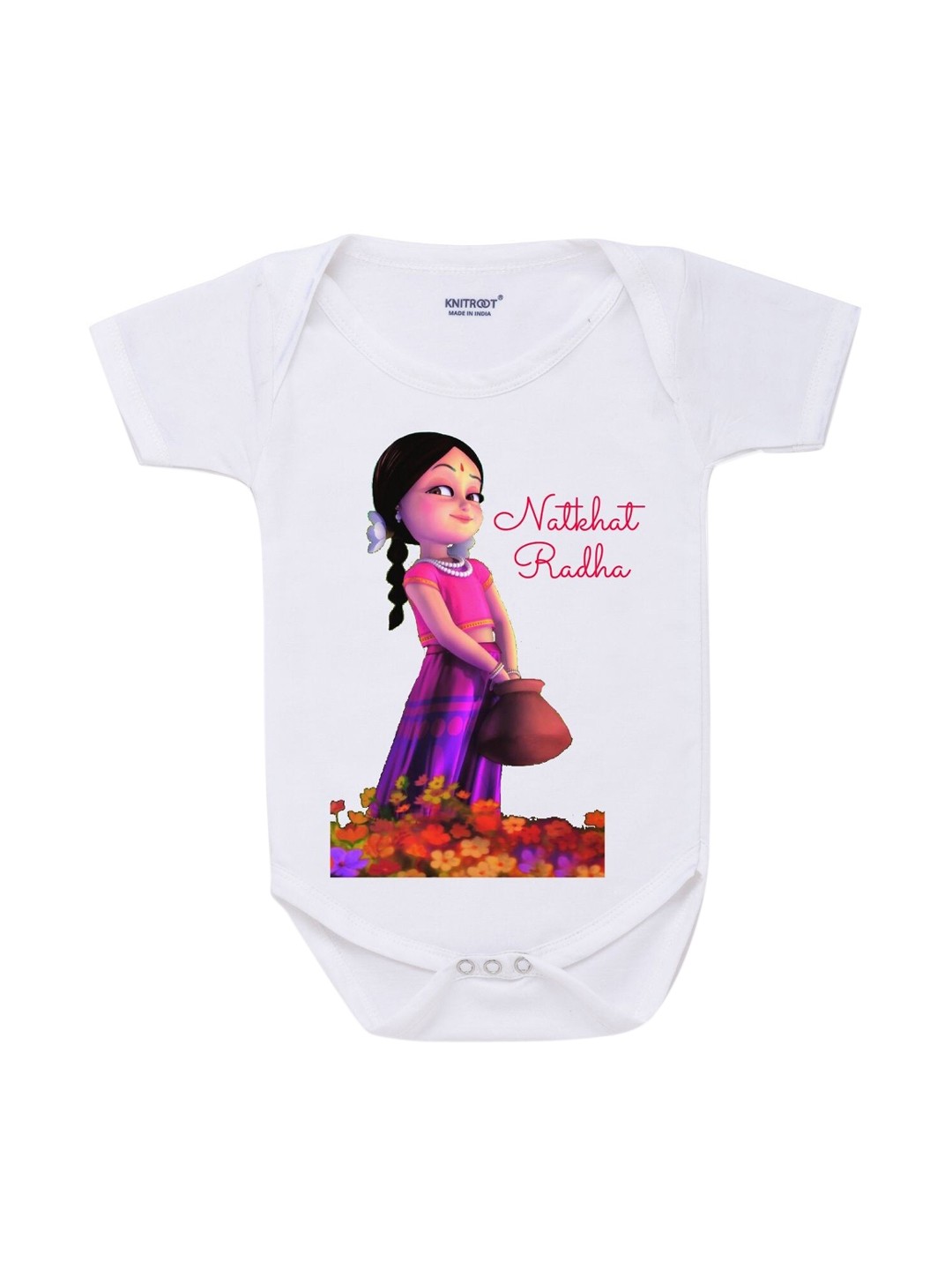

KNITROOT Kids White Natkhat Radha Rompers