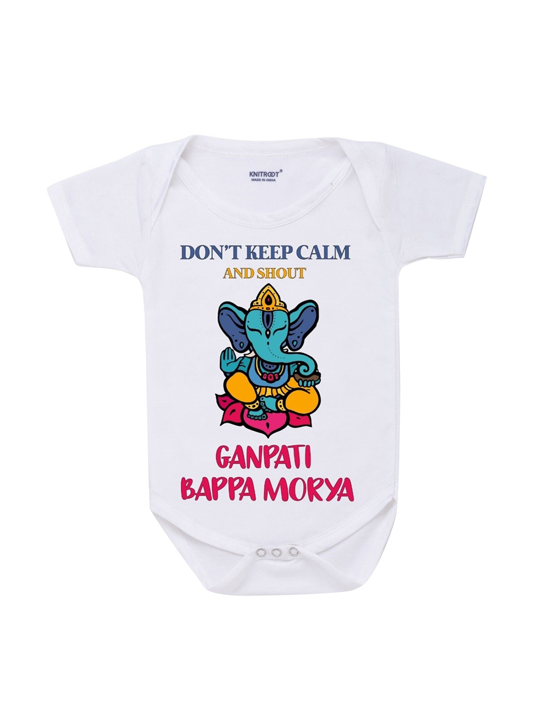 

KNITROOT Kids White Bappa Morya Rompers