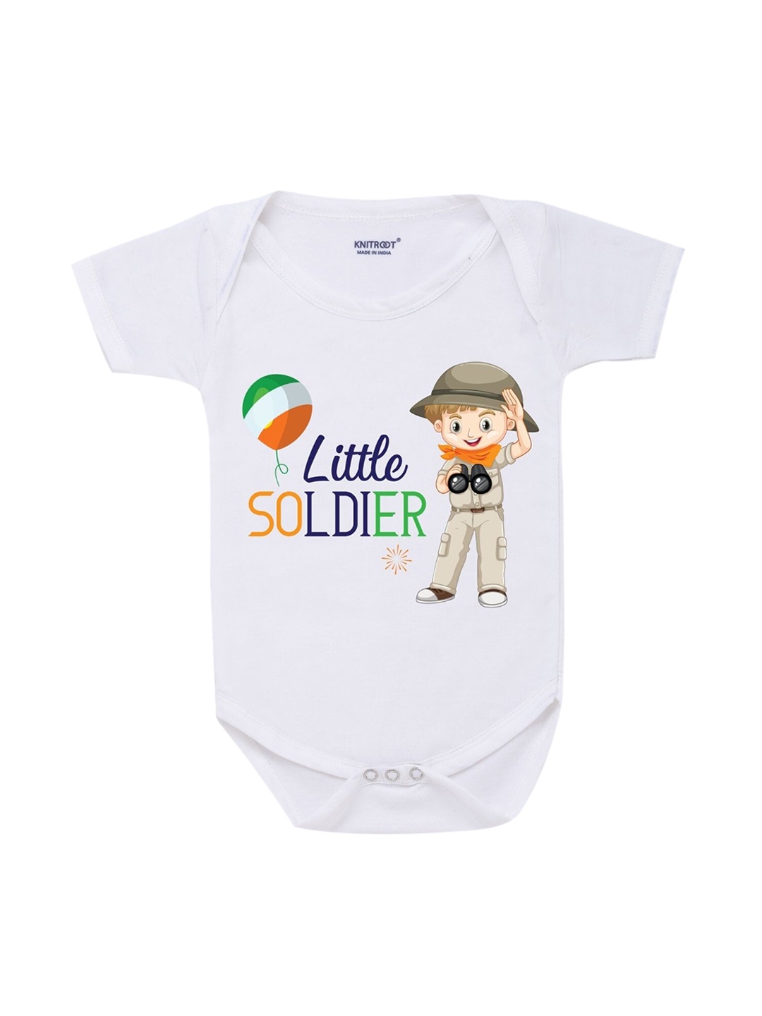 

KNITROOT Kids White Little Soldier Rompers