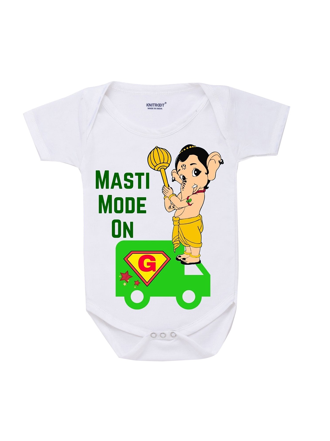 

KNITROOT Kids White Masti Mode Rompers