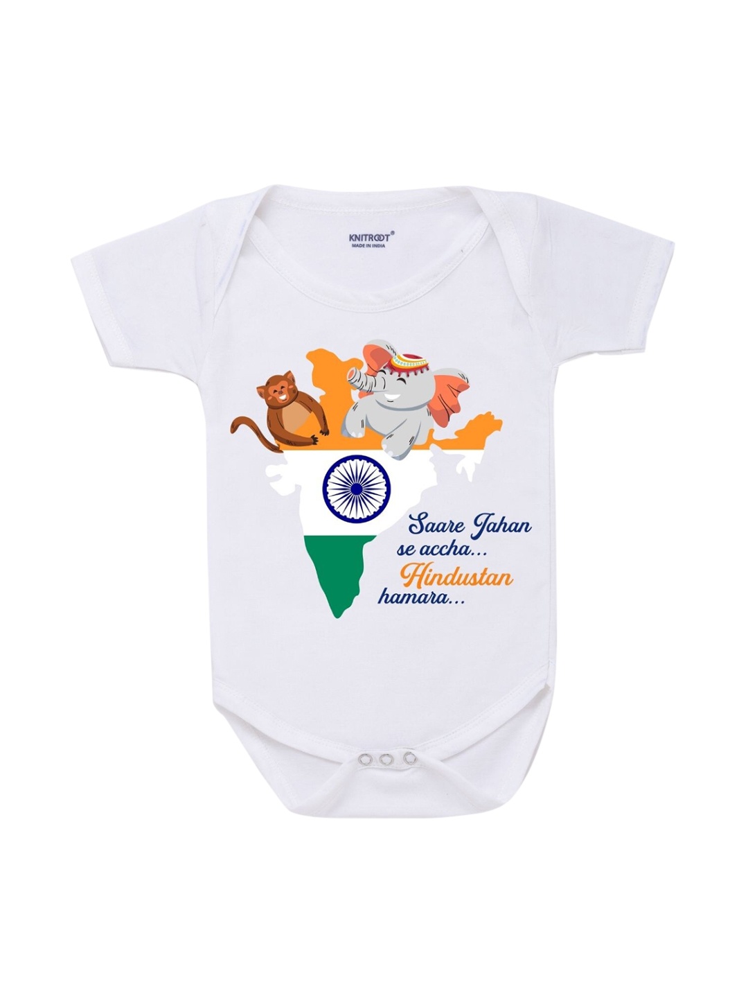 

KNITROOT Kids White Hindustan Hamara Rompers