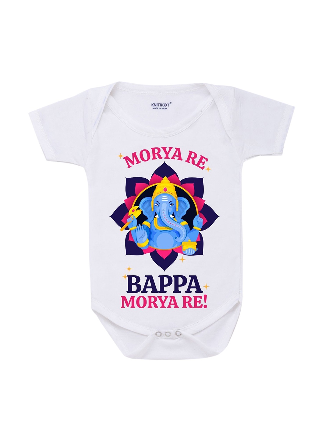 

KNITROOT Kids White Morya Re Rompers