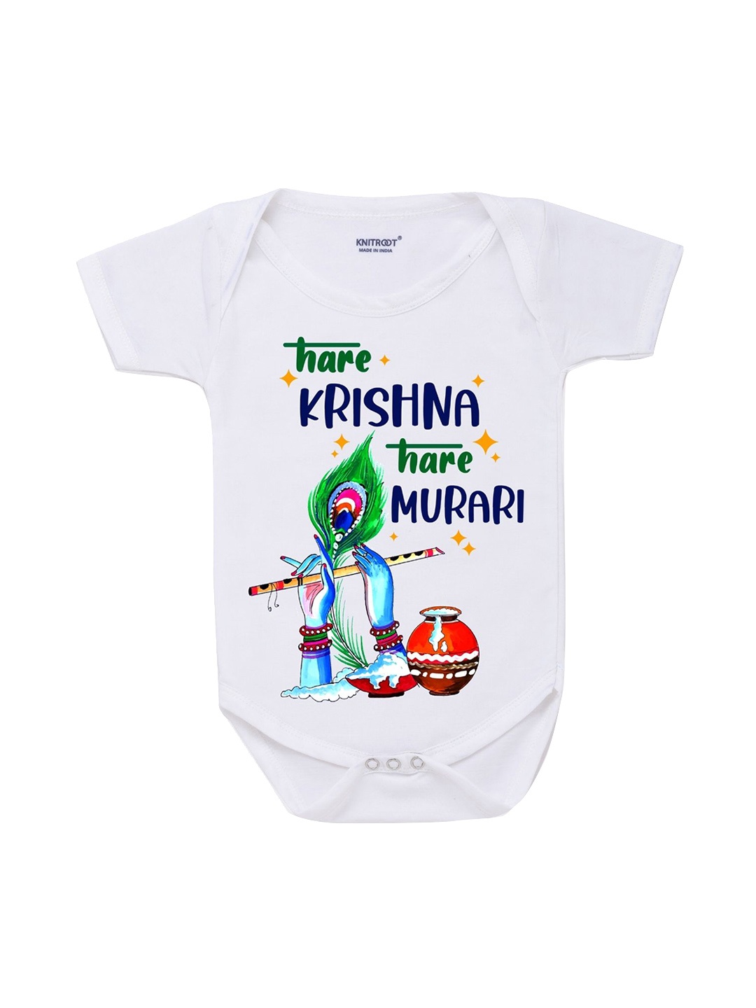 

KNITROOT Kids White Hare Krishna Rompers