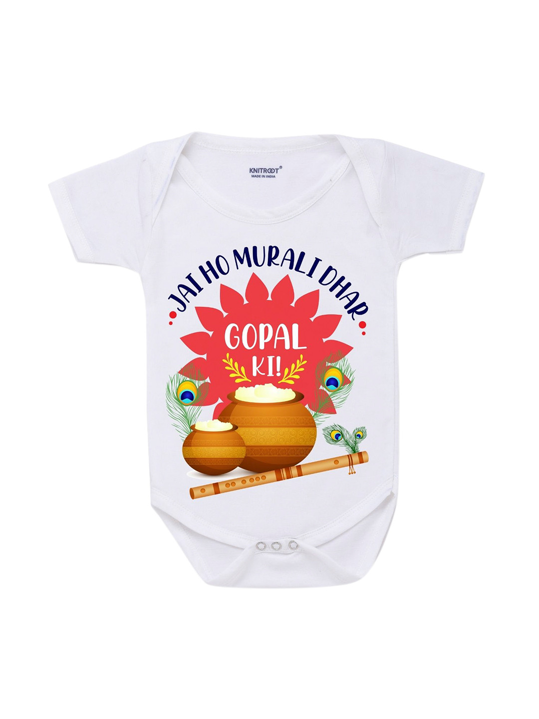 

KNITROOT Kids White Jai Muralidhar Rompers