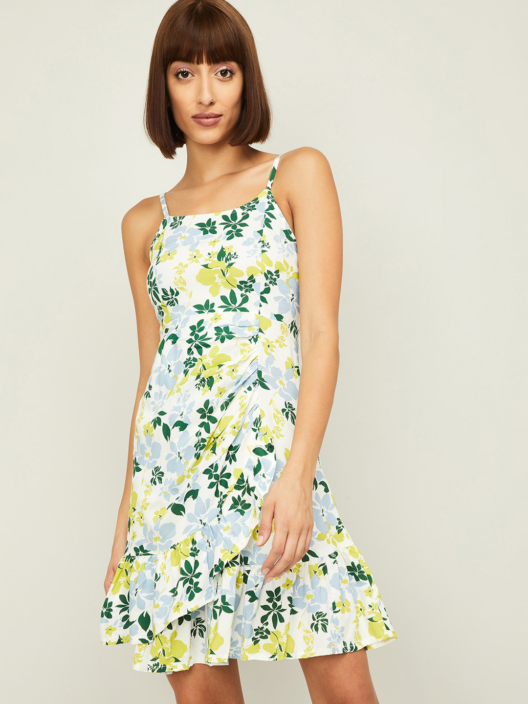 

Ginger by Lifestyle Women Yellow & Green Floral Printed A-Line Dress