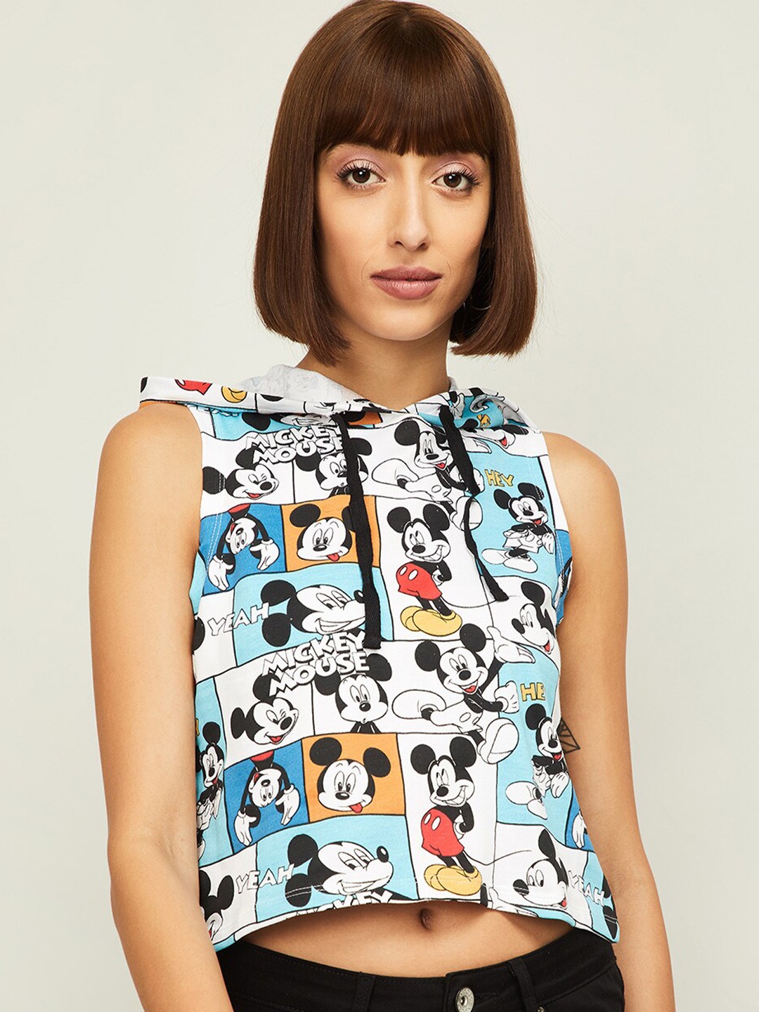 

Ginger by Lifestyle Women Off White Mickey Mouse Printed T-shirt