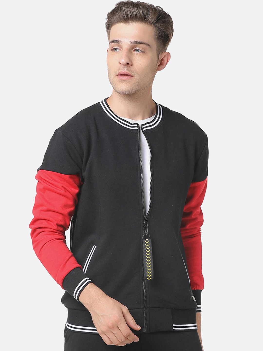 

Campus Sutra Men Black & Red Sweatshirt