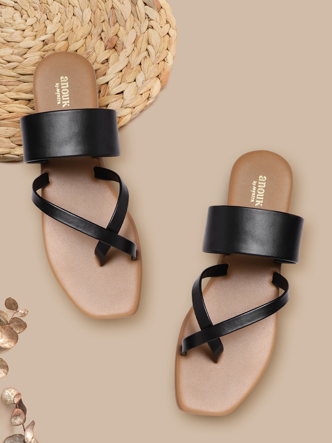 

Anouk Women Black Solid One Toe Flats
