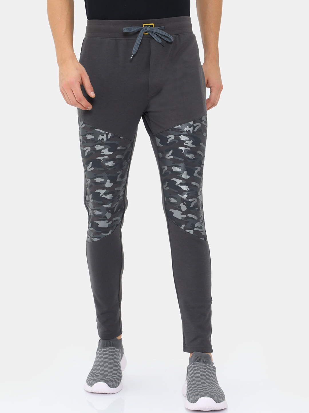 

FabSeasons Men Charcoal Grey Camouflage Printed Slim-Fit Track Pants