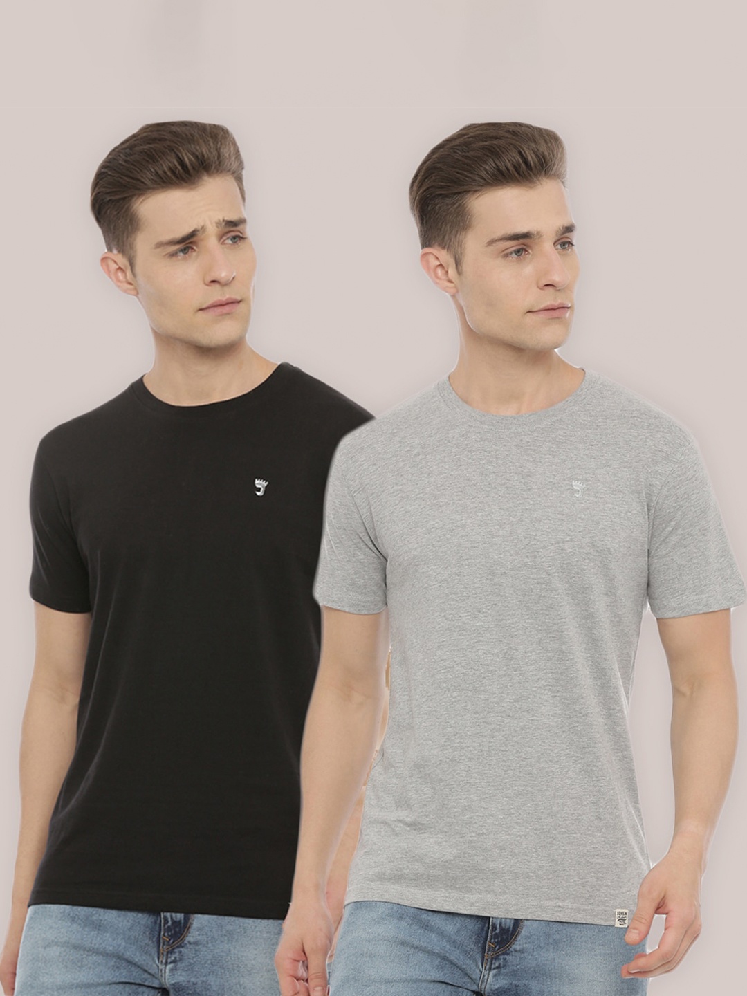 

Joven Men Pack Of 2 Black & Grey T-shirts