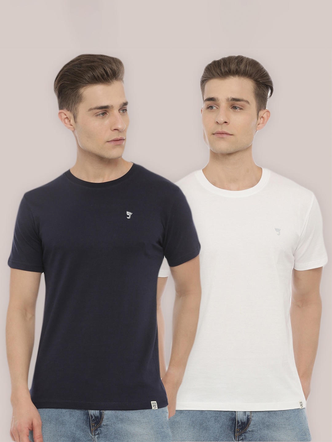 

Joven Men Pack Of 2 Solid T-shirt, Navy blue