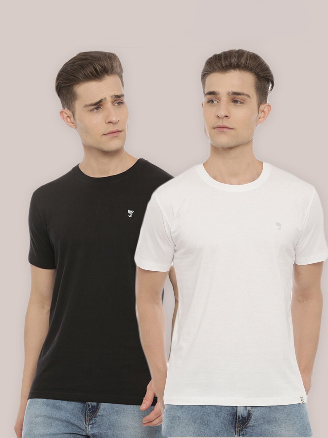 

Joven Men Pack Of 2 Black & White T-shirts