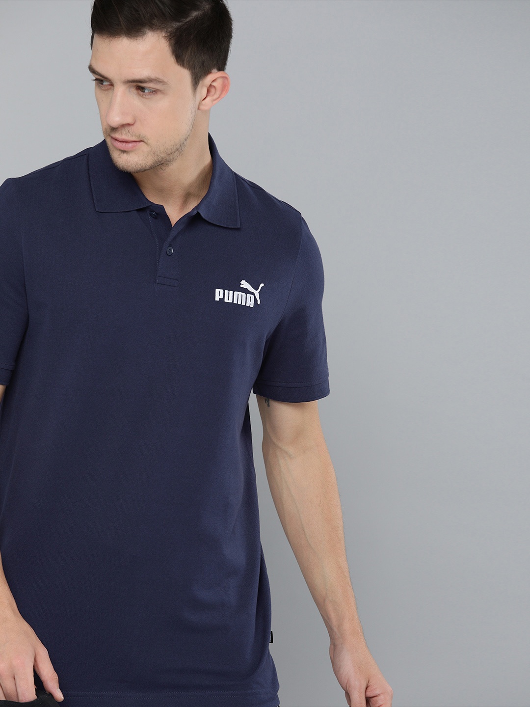 

Puma Men Navy Blue Essentials Pique Polo Collar T-shirt