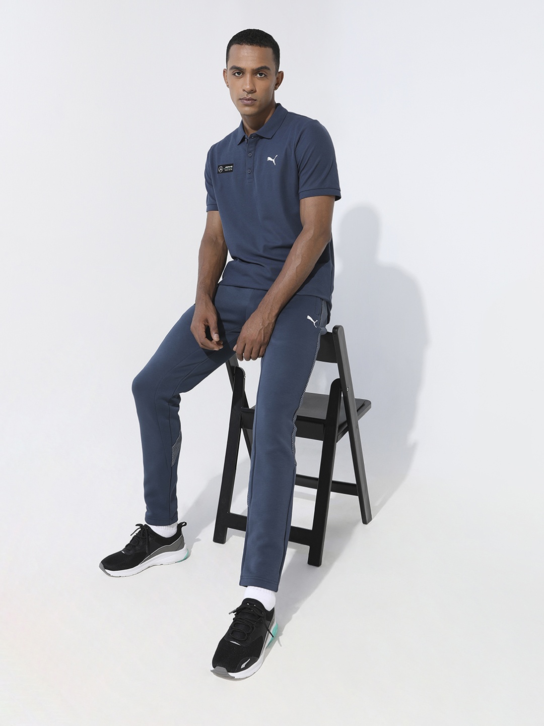 

PUMA Motorsport Men Blue Solid Mercedes F1 MCS Polo Collar T-shirt