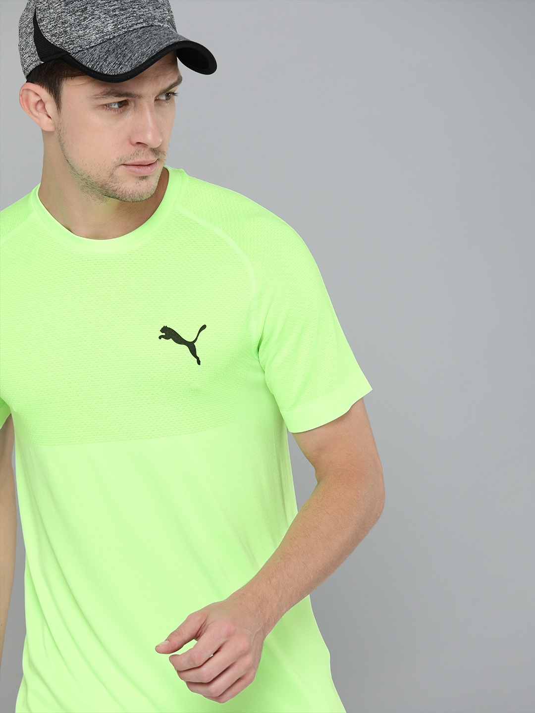 

Puma Men Green Brand Logo Printed RTG evoKNIT DRYCELL T-shirt