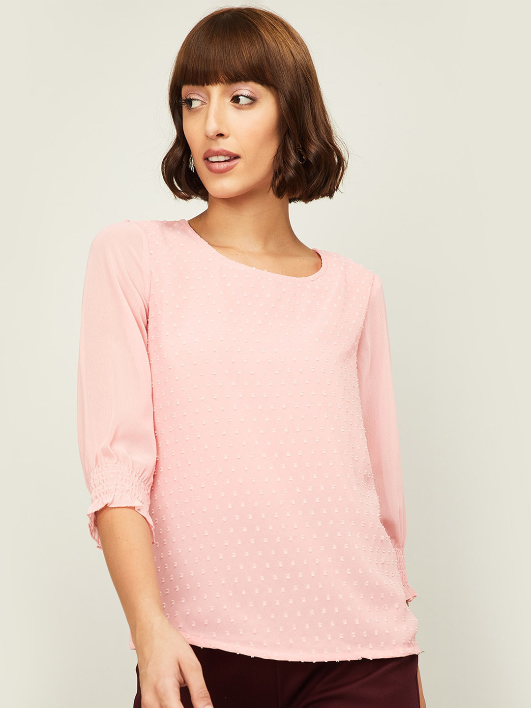 

Bossini Pink Self Design Regular Top