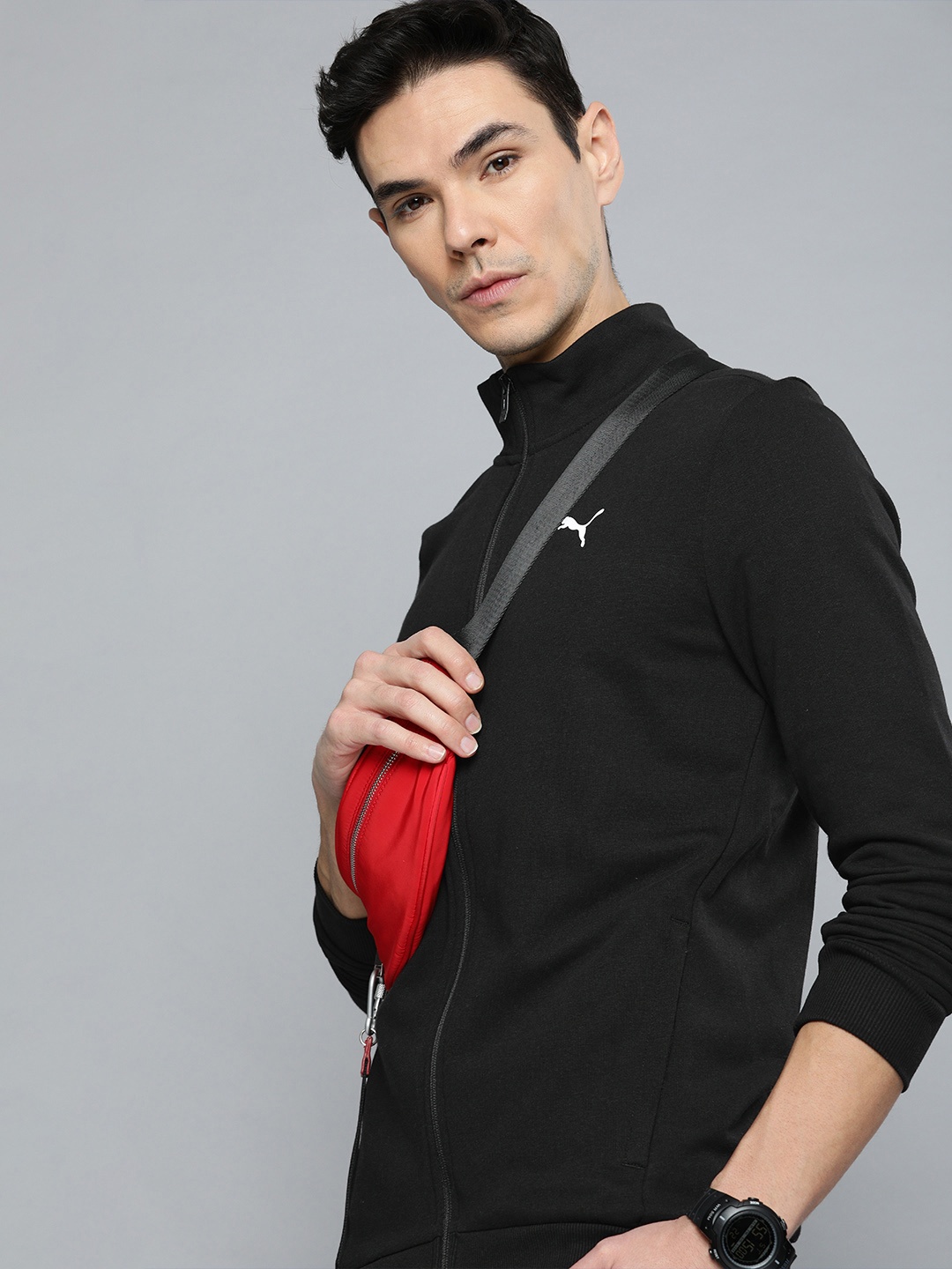 

Puma Men Black Zippered Full-Zip Slim Fit Sweatshirt