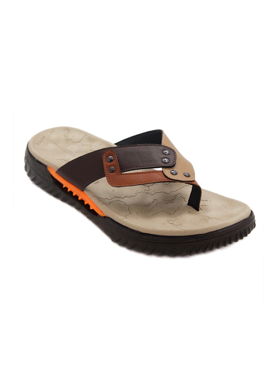 

TRENDS & TRADES Men Brown & Beige Thong Flip-Flops