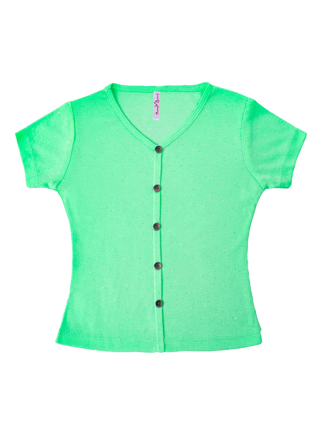 

Hunny Bunny Girls Green V-Neck Show Buttons Regular Top