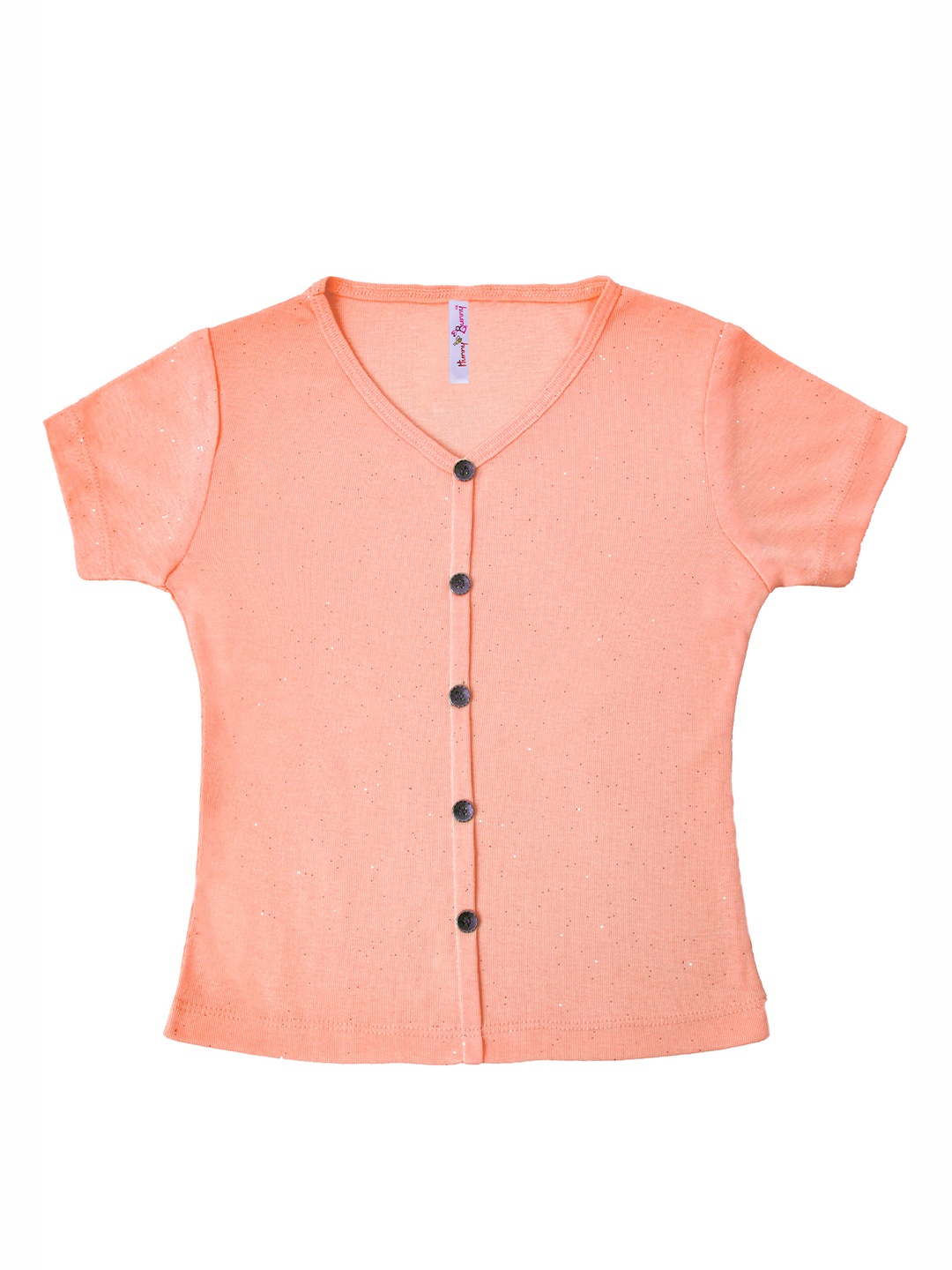 

Hunny Bunny Girls Peach-Coloured V- Neck Regular Top