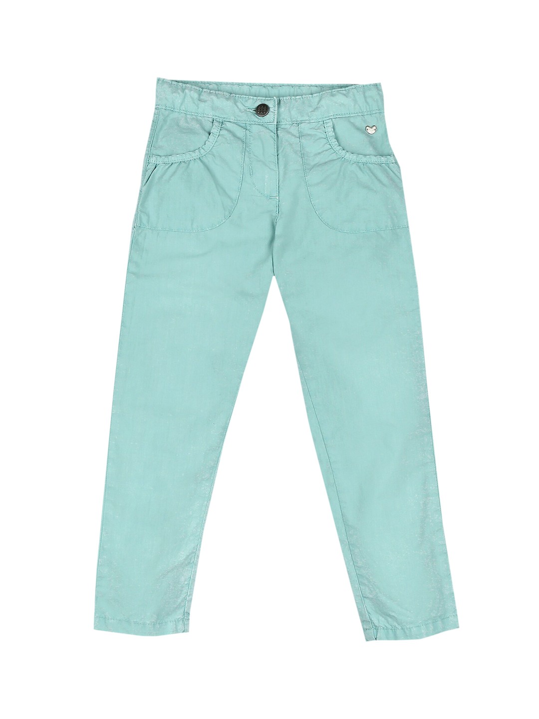 

Ed-a-Mamma Girls Sea Green Overdyed Washed Pure Cotton Trousers