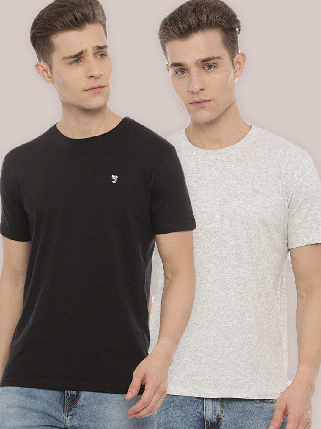 

Joven Men Black & Grey Pack Of 2 T-shirt