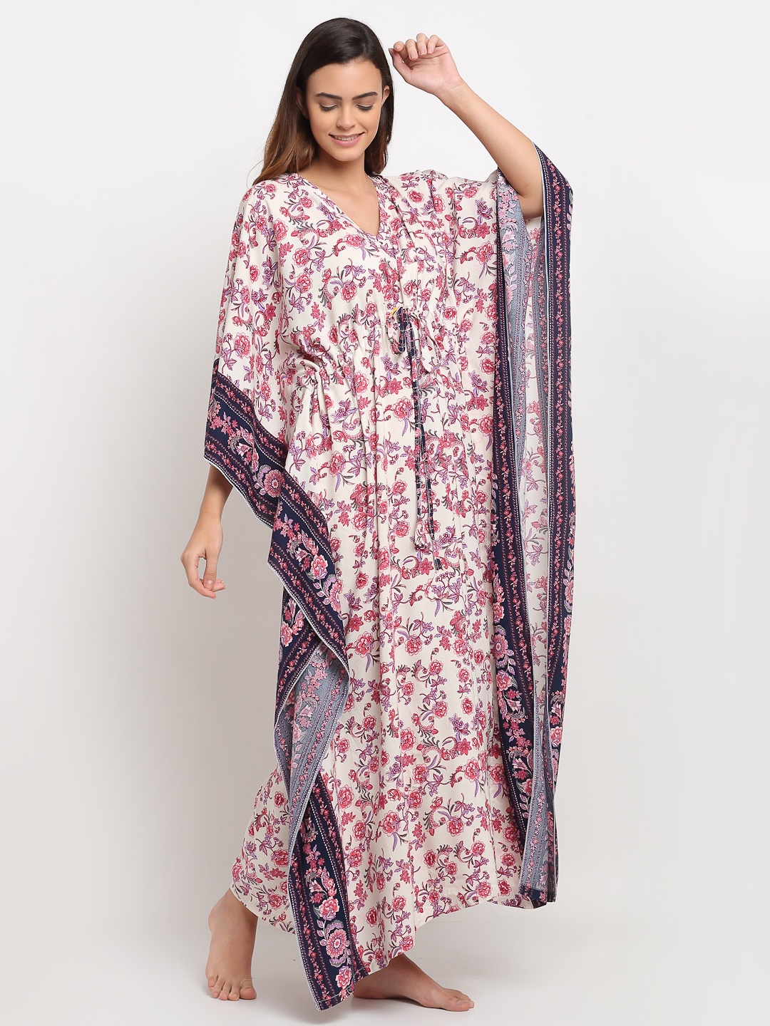 

Claura Red Printed Maxi Nightdress