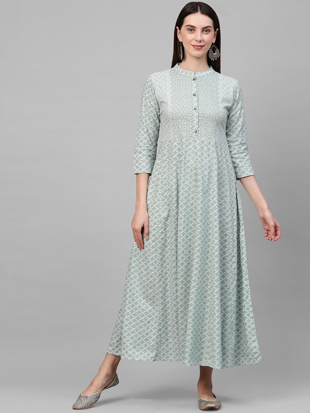 

FASHOR Sea Green Ethnic Motifs Maxi Dress