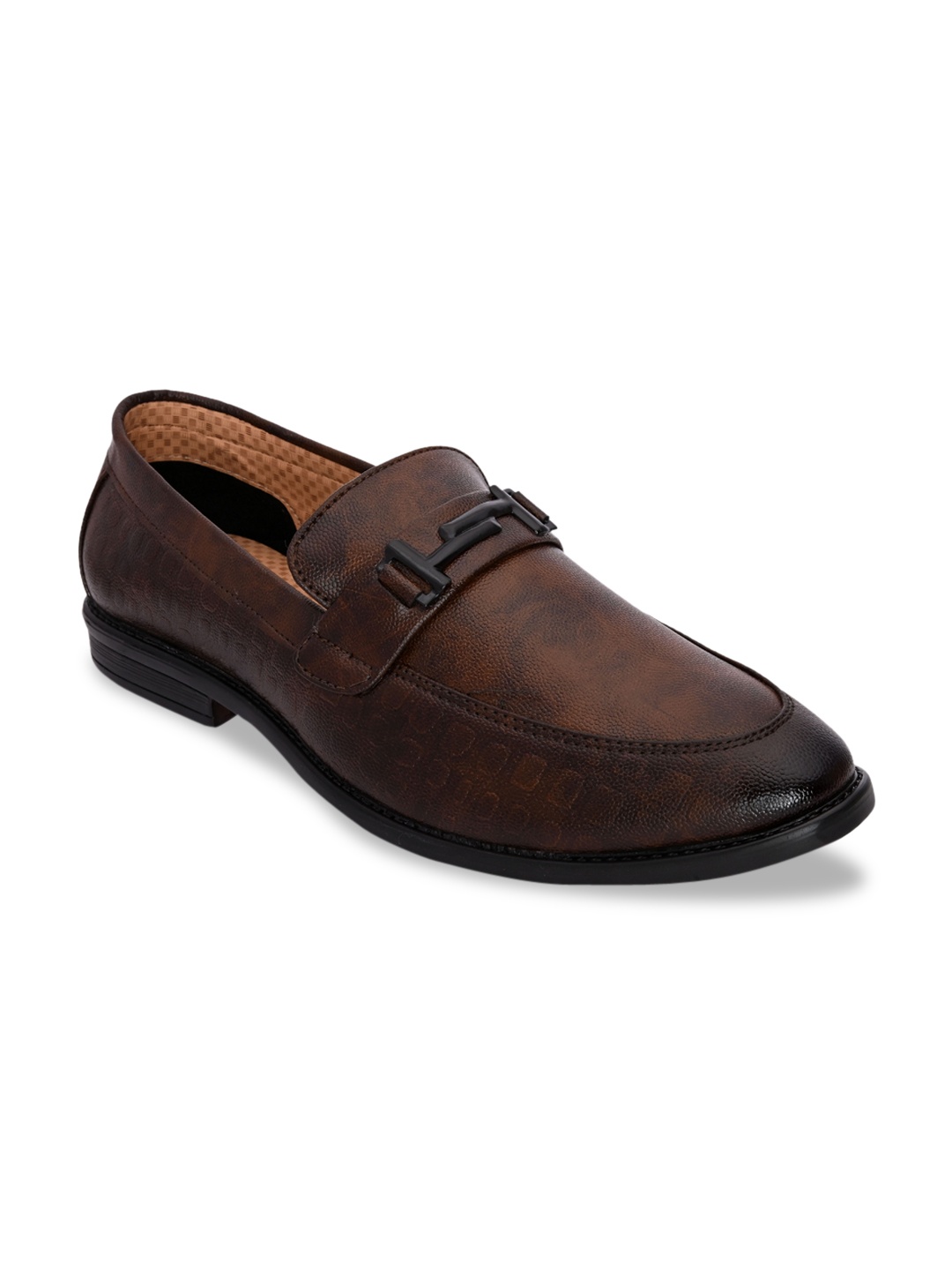 

ALBERTO MORENO Men Brown Textured Formal Loafers