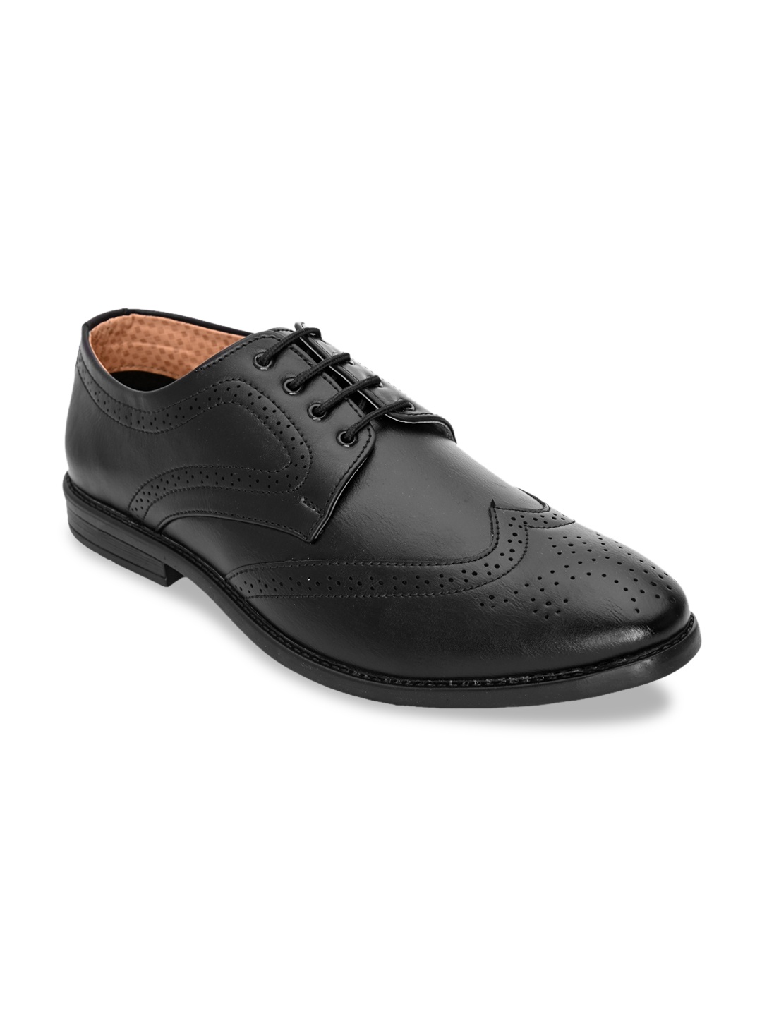 

ALBERTO MORENO Men Black Solid Formal Brogues