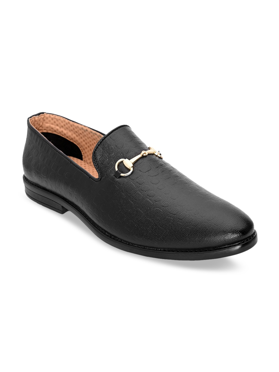

ALBERTO MORENO Men Black Textured Formal Loafers