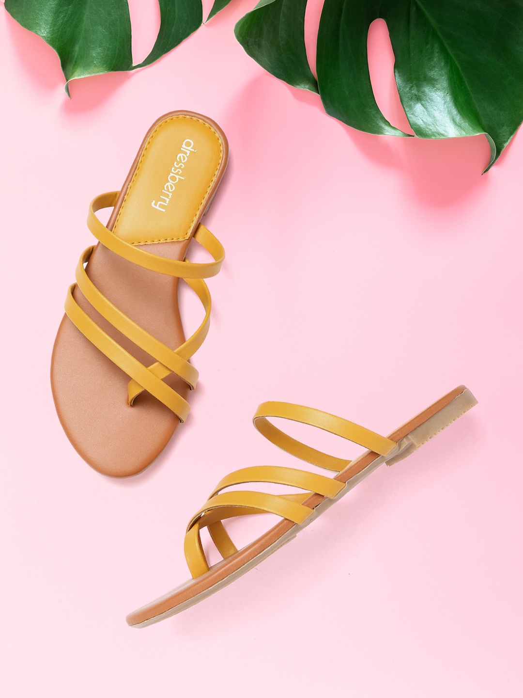 

DressBerry Women Mustard Yellow Solid Open Toe Flats