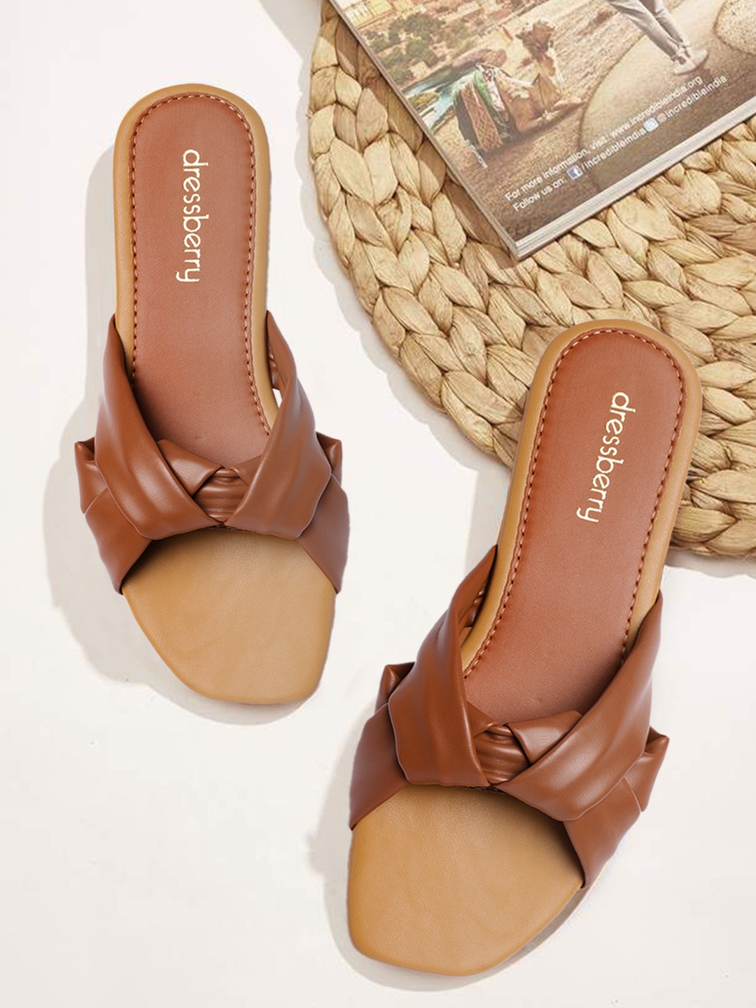 

DressBerry Women Tan Open Toe Flats